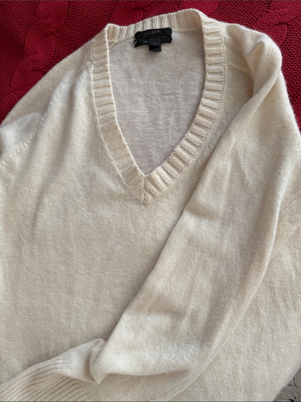 J. Crew Ivory V-Neck Sweater